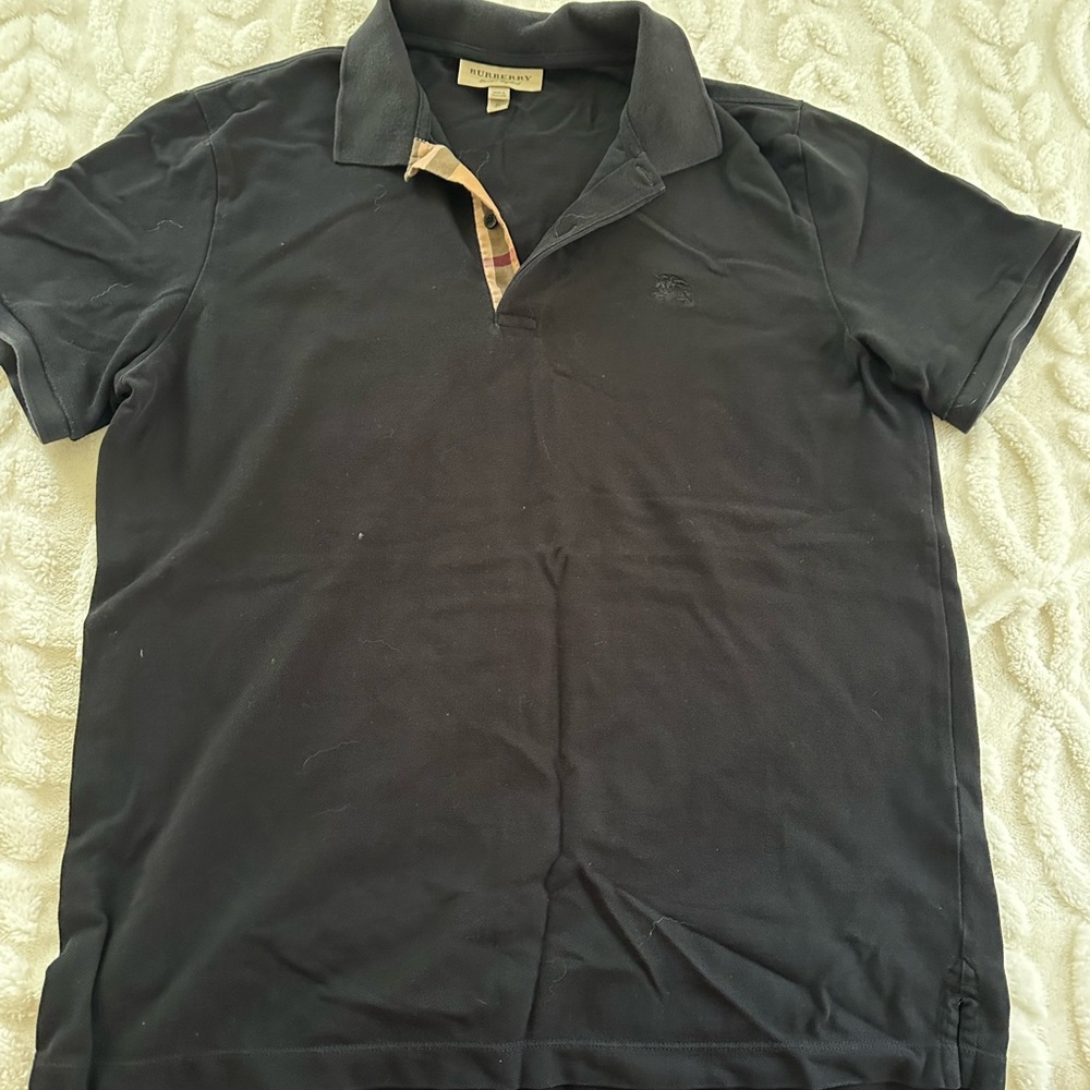 Men's Burberry Black Polo Shirt xl